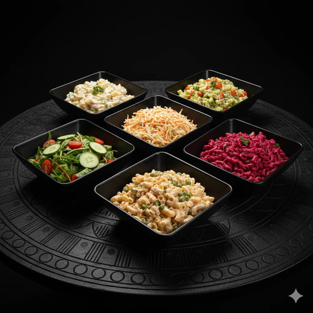 Selection of colourful Zebro's side salads